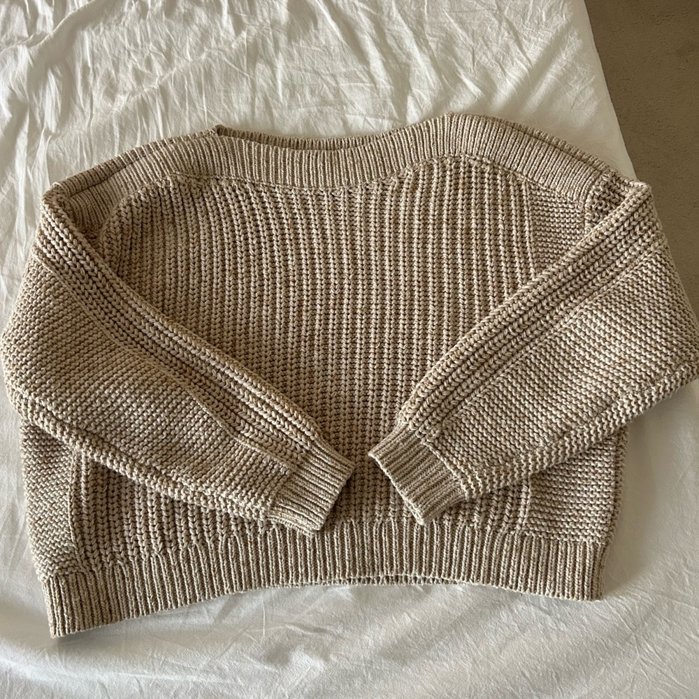 Loft Cream Knit Crop Sweater